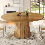 Table de salle � manger � rallonge, bois, table de salle � manger ronde, se rallonge en forme ovale, ...