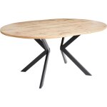 Table de salle  manger  rallonge moderne industriel pieds en mtal marron clair carlea