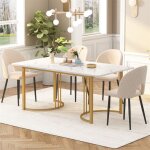 Eifson - table de salle à manger rectangulaire 140x80 cm, motif marbre moderne avec pieds réglables, ... Eifson - table de salle à manger rectangulaire 140x80 cm, motif marbre moderne avec pieds réglables, ...