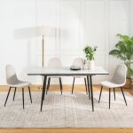 Table de salle à manger rectangulaire extensible blanche effet marbre de style scandinave pieds noir ... Table de salle à manger rectangulaire extensible blanche effet marbre de style scandinave pieds noir ...