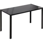 Table de salle � manger rectangulaire moderne pour 4 personnes, plateau en verre tremp� et pieds en m�tal, ...