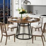 Table de salle � manger ronde 120 x 75 cm, table de cuisine carr�e pour 4 � 6 personnes pour salle � ...