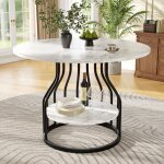 Table de salle � manger ronde 80x80cm avec plateau central rangement, design moderne pour 4 personnes, ...