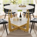 Table de salle à manger ronde 80x80x76cm pour 4 personnes - plateau mdf avec plateau central rangement ... Table de salle à manger ronde 80x80x76cm pour 4 personnes - plateau mdf avec plateau central rangement ...