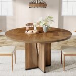 Tribesigns - table de salle � manger ronde en bois de 100 cm pour 4 personnes, table de salle � manger ...