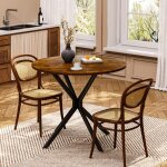 Table de salle � manger ronde, convenant � 1 � 4 personnes, table de cuisine / salon en bois, pieds en ...