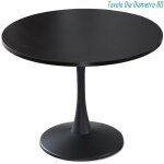 Table de salle  manger ronde en mdf et mtal style tuhl noir