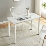 [en. casa] - table de salle  manger tammela mdf acier 120 x 60 x 75 cm effet marbre blanc