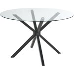 Beliani - table de salle  manger en verre tremp 120 cm ronde pied d'appui noire meston