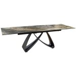 Table de salle  manger zarel ? extensible 180  260 cm ? cramique et verre tremp ? aspect marbre gris ...