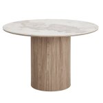 Azura home design ? table de salle � manger ronde 120cm ? plateau en c�ramique effet marbre ? pi�tement ...