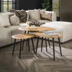 Table de salon en bois d'acacia forme organique (lot de 3) melbourne Table de salon en bois d'acacia forme organique (lot de 3) melbourne