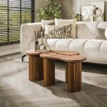 Pier import - table de salon en bois d'acacia pieds rainur�s (lot de 2) melbourne