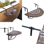 Table suspendue de balcon terre cuite et blanc mosaque - table de balcon - table suspendue - mobilier ...