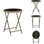 Table  th beige 60 cm rsine tresse et verre tremp - table basse jardin - table  th pliante - mobilier ...