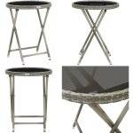 Table à thé gris 60 cm résine tressée et verre trempé - table à thé - table de jardin - mobilier de jardin ... Table à thé gris 60 cm résine tressée et verre trempé - table à thé - table de jardin - mobilier de jardin ...