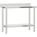 Table de travail de cuisine avec dosseret 110x55x93 cm inox cfw277395