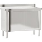 Table de travail de cuisine professionnelle avec portes coulissantes acier inoxydable Table de travail de cuisine professionnelle avec portes coulissantes acier inoxydable