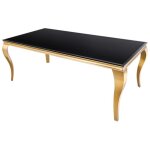 Table velena 200 cm ? plateau en verre noir et structure en acier dor� ? �l�gance baroque et design raffin� ...