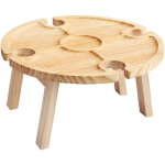 Table � vin portable pour l'ext�rieur, mini table de camping, table de pique - nique, ronde en bois, ...
