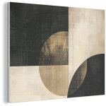 Tableau acoustique abstrait - formes g�om�triques - noir - or d�coration murale feutre 100x70