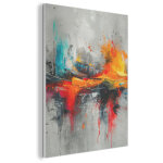 Tableau acoustique art moderne - orange - gris - abstrait art muraux d�coratif 60x80