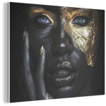 Tableau acoustique femme - or - portrait - noir et blanc - luxe d�coration murale feutre 100x70