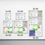 Tableau d'affichage en aluminuim 2 x a4, vitrine d'affichage avec serrure � cl� + 4 aimants
