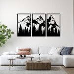 Tableau ajour, dcoration murale 3d, tableau 3d  montagnes  argent