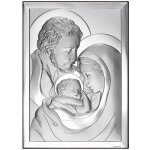 Tableau en argent avec gravure sainte famille, souvenir de mariage, communion, bapt�me 6649 5, 2 x 8 ...