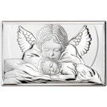 Tableau argent� avec un ange gardien, souvenir de bapt�me, communion, anniversaire 81288 11 x 6, 5 cm ...
