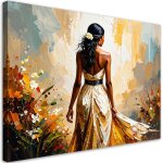 Tableau d�co abstraction femme � la mode en robe 90x60