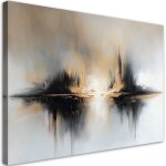 Tableau d�co abstrait beige gris 100x70