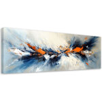 Tableau d�co abstrait gris bleu orange 90x30