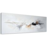 Tableau d�co abstrait industriel gris or 90x30