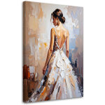 Tableau d�co belle femme en robe blanche 70x100