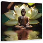 Tableau d�co bouddha zen n�nuphar 30x30