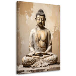 Tableau d�co bouddha zen spa sur fond beige 70x100