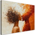 Tableau d�co couple nu baiser abstrait 60x40