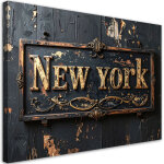 Tableau d�co enseigne new york noir or 60x40