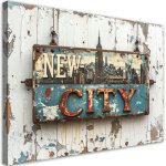 Tableau d�co enseigne new york vintage 60x40