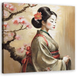 Tableau d�co femme japonaise geisha 30x30
