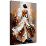 Tableau d�co femme en robe blanche effet peinture 60x90