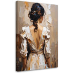 Tableau d�co femme en robe blanche effet peinture 70x100