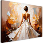 Tableau d�co femme en robe blanche �l�gante 60x40