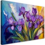 Tableau d�co fleurs d'iris violet pastel 90x60