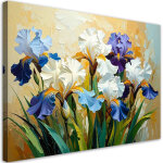Tableau d�co iris blanc et violet fleurs imitation peinture 60x40