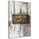 Tableau d�co lettrage typographique new york vintage 40x60