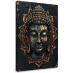 Tableau d�co mandala bouddha zen spa noir et or 60x90