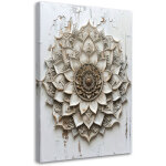 Tableau d�co mandala zen spa oriental en beige 40x60